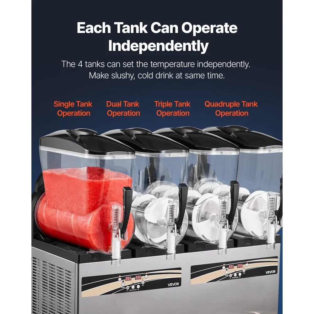 VEVOR Slushie Machine, 12L/3.17Gal x 4 - Image 3